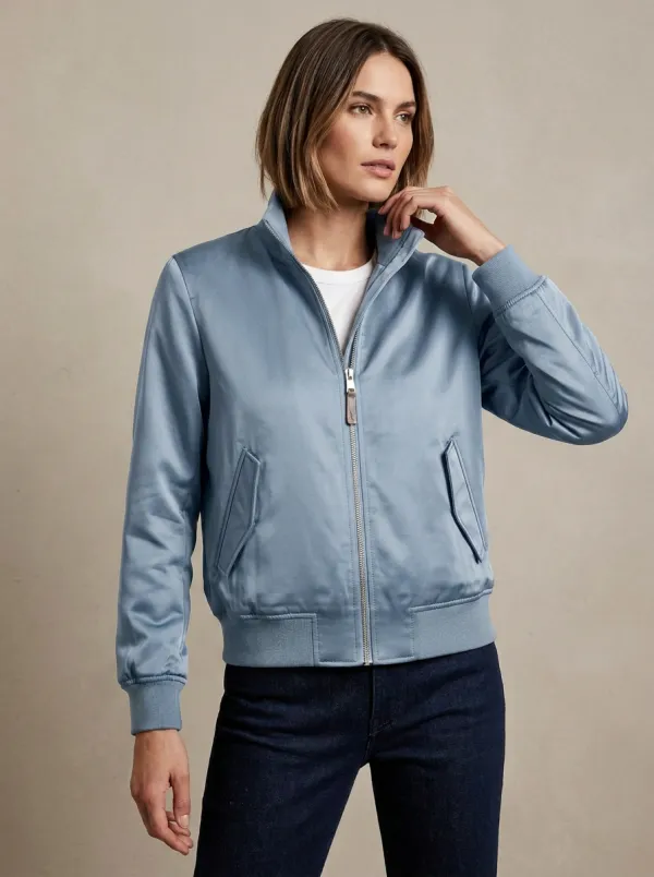 Bomber Zip-Front Denim-Style Women's Casual Jacket
