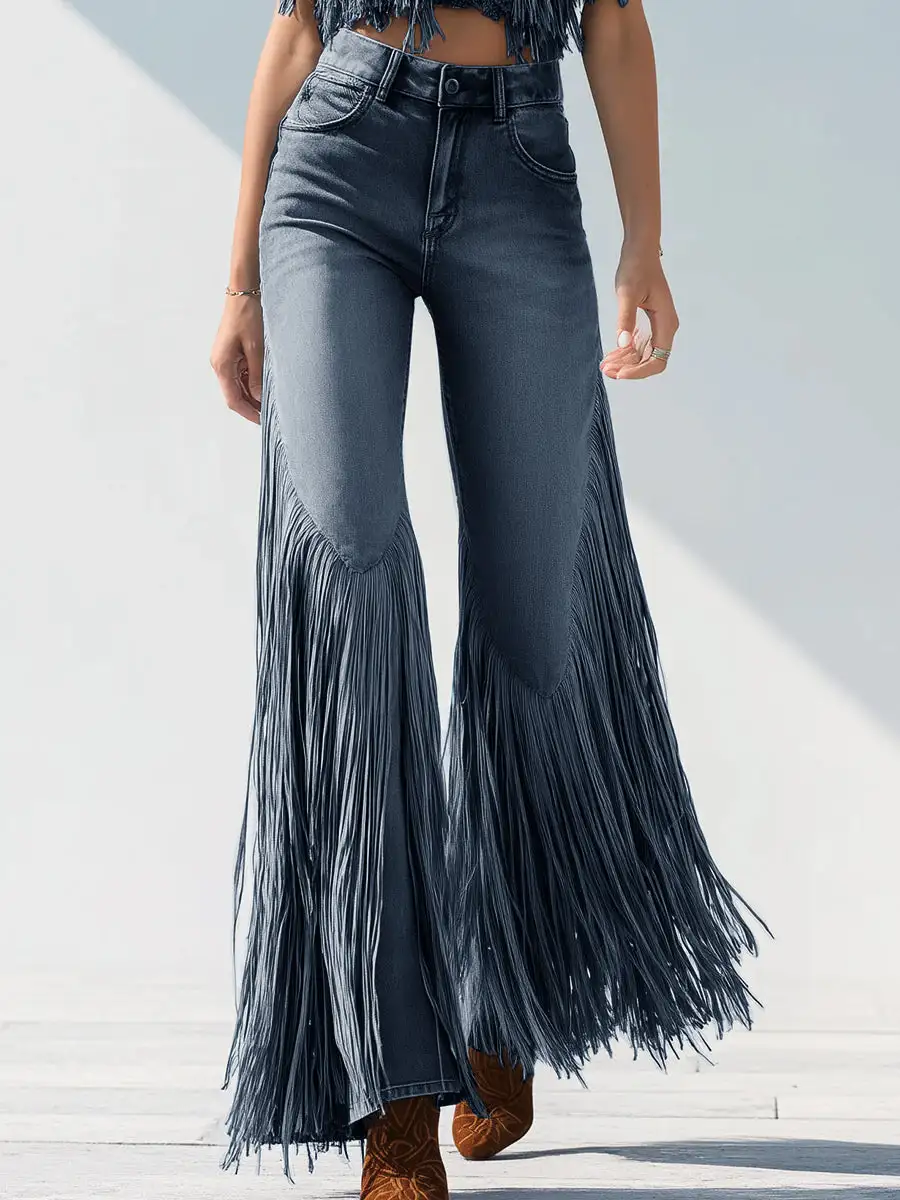 Flared Tassel Retro Jeans