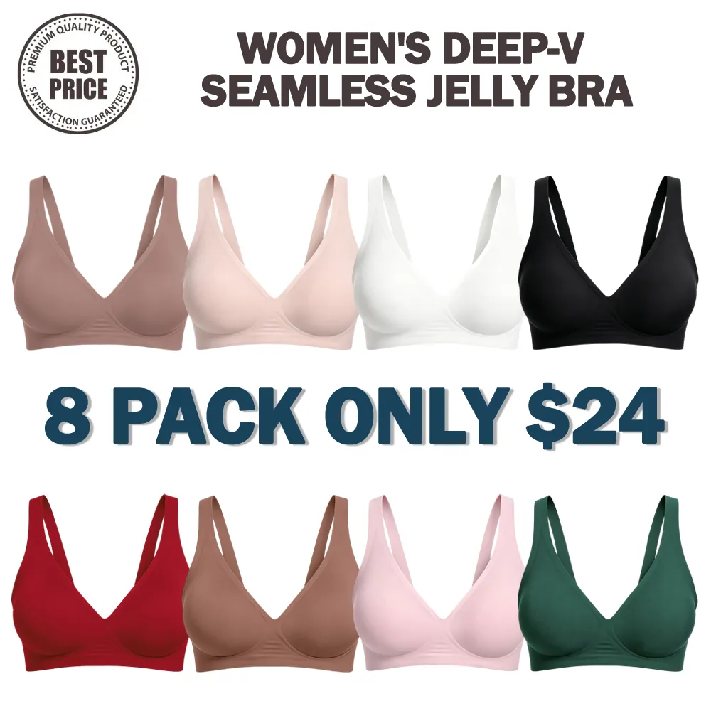 🔥Last Day💥Women's Deep-V Seamless Jelly Bra🔥8-Pack Only $24