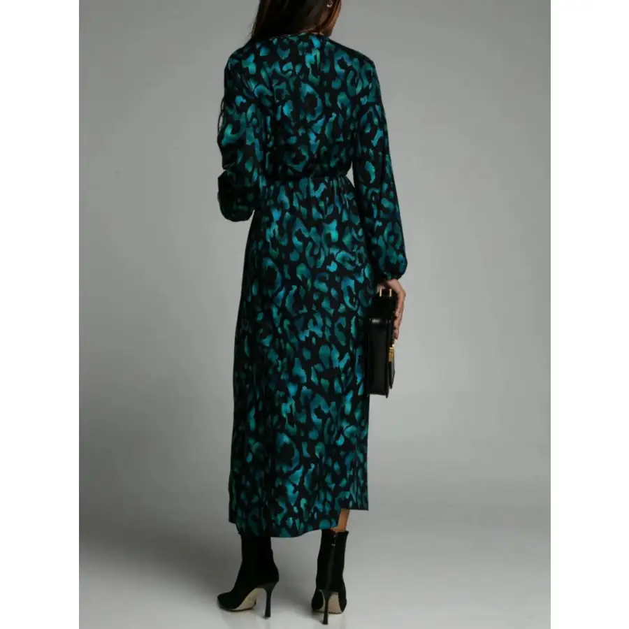 Sleeve Surplice Long Sleeve Midi Dress