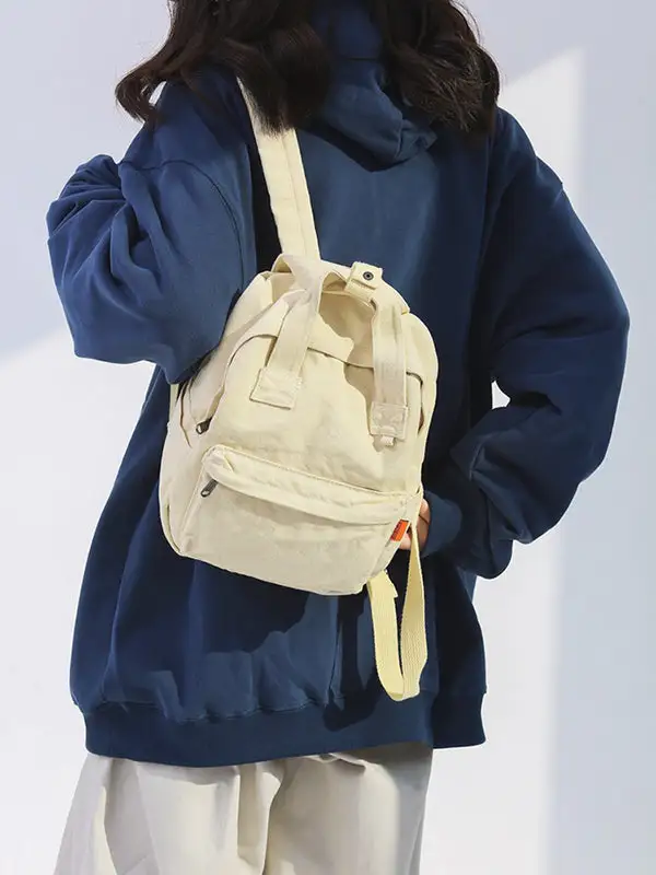Canvas Zip-Top Casual Backpack