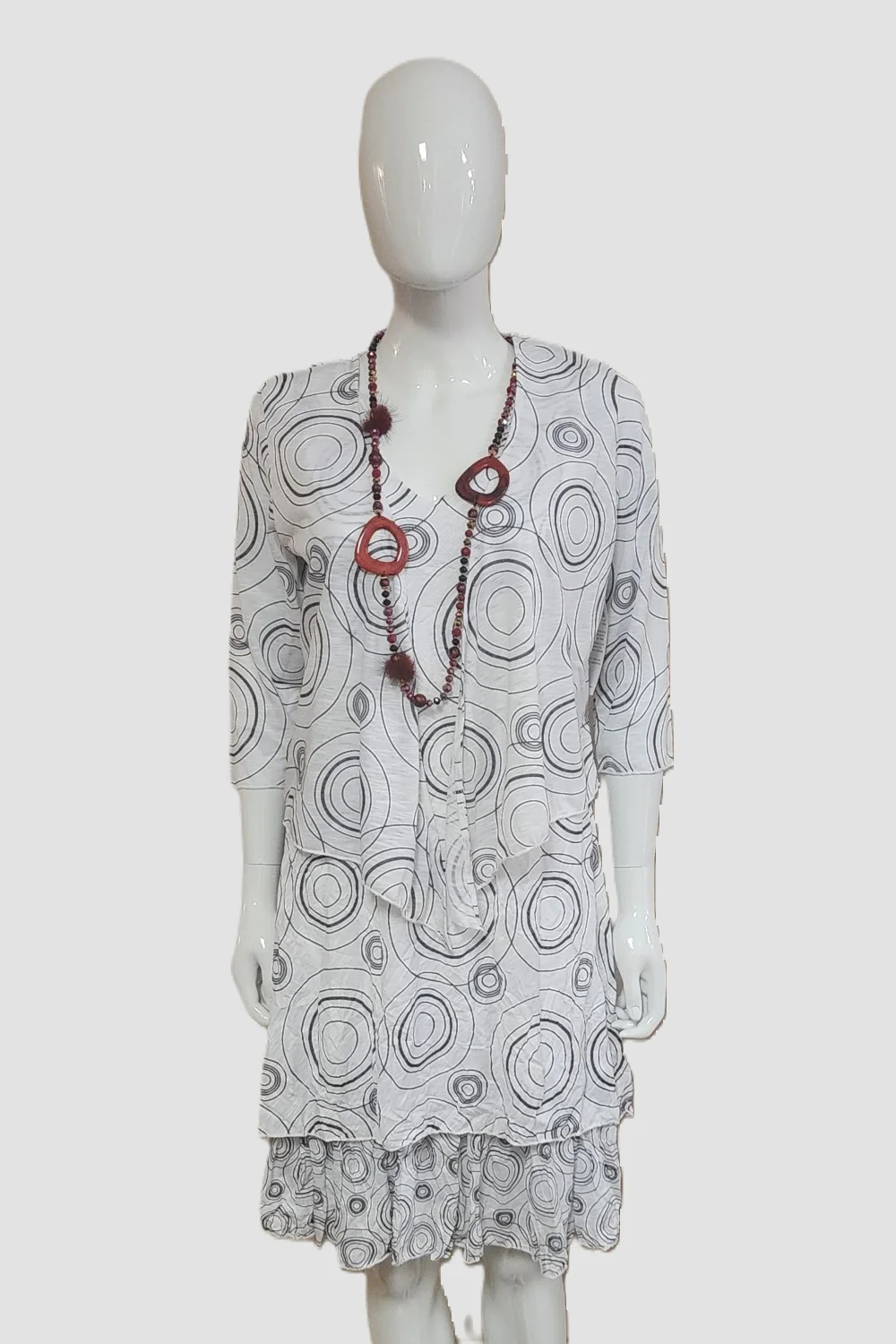 Black and White Circular Print Bolero