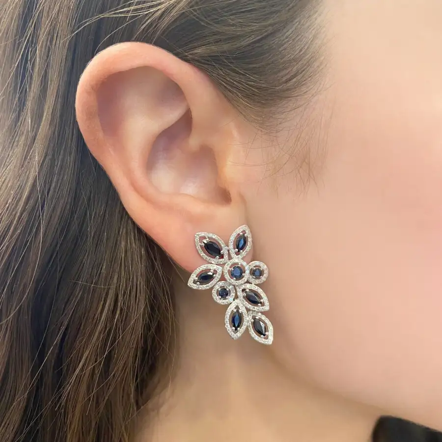 Openwork Bold Gem Detail Earrings