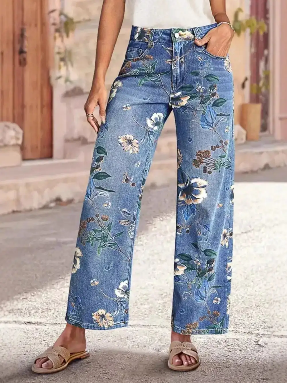Casual Wide Leg Denim Jeans