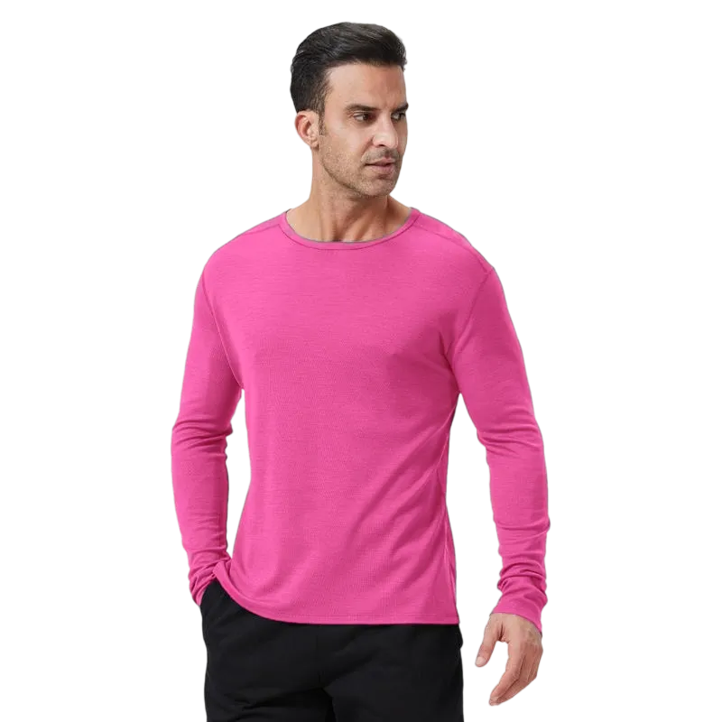 Men's Merino Wool Quick-Drying Hiking Warm Long-Sleeved Underwear Sports ski Base Layer top