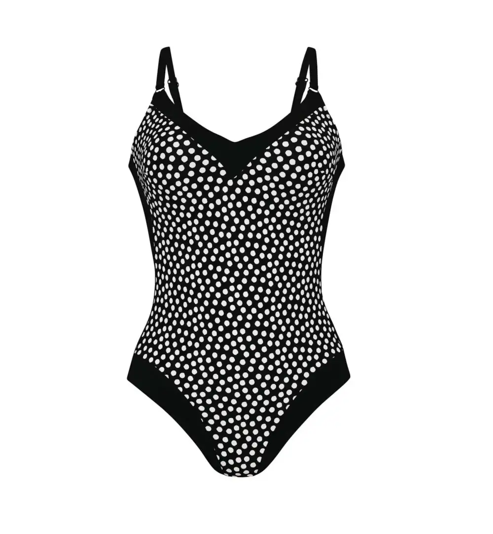 Polka-Dot Shaping-Panel One-Piece Swimsuit