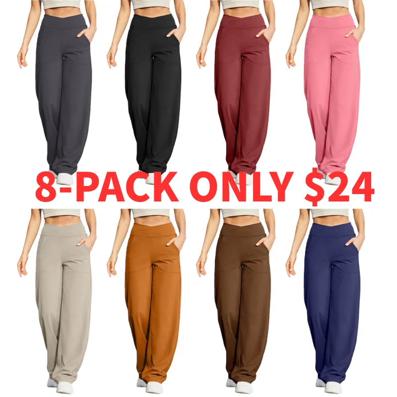 Women’s High-Waist Wide-Leg Yoga Pants – Petite to Tall with Pockets