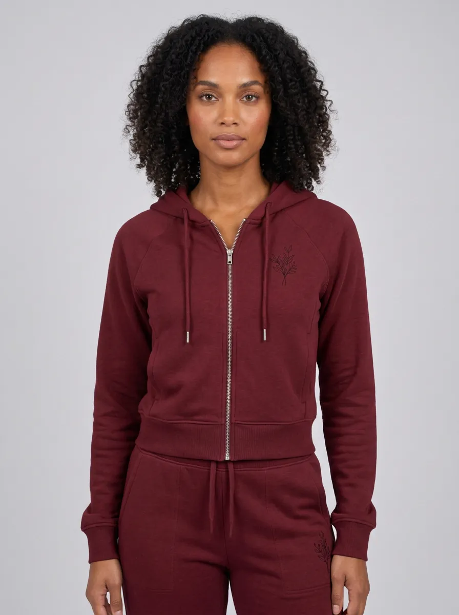 Women's Sage Green Straight-Leg Joggers Zip-Up Hoodie Jacket & Jogger Set