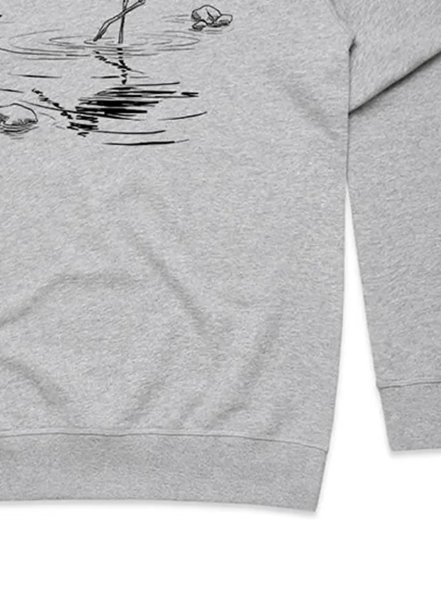 Simple white crane animal pattern versatile sports shirt