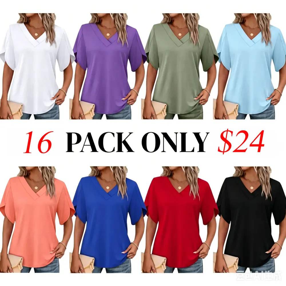 Womens Short Sleeve V Neck Dolma -- 1 for as low as $1.25