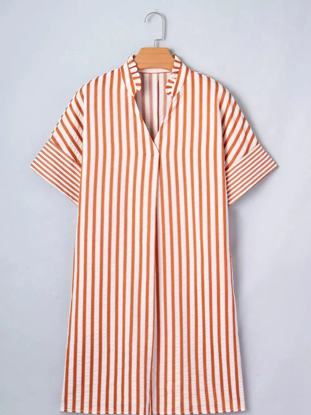 Striped V Neck Mini Dress