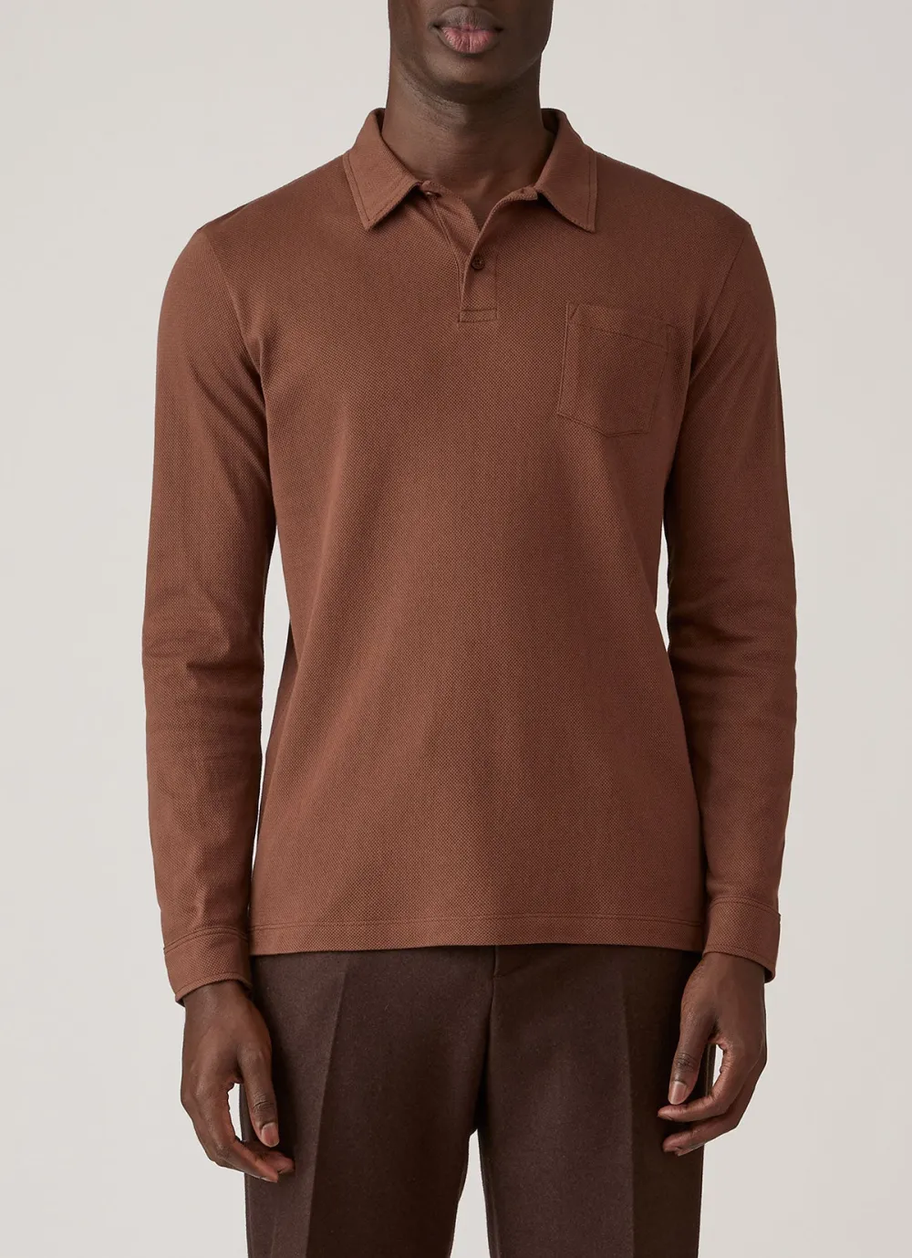 Modern Everyday Slim Fit Mesh Cotton Long Sleeve Polo Shirt