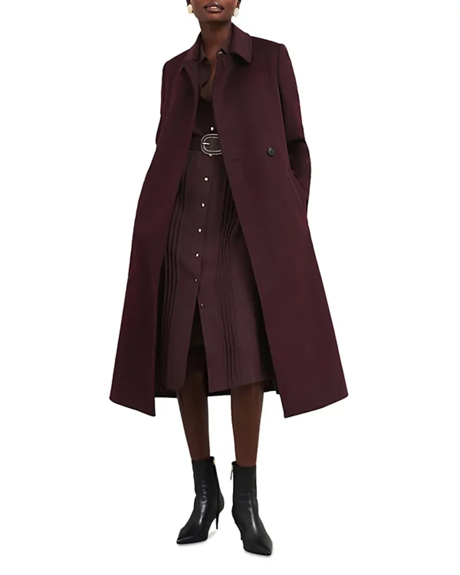 Notch Collar Wool Belted Coat