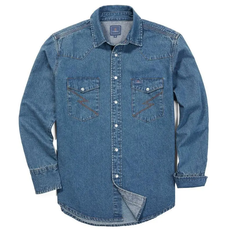 🔥SEPTEMBER  HOT-SALE 🔥Men's Long Sleeve Stone-Washed and Pre-Washed Denim Work Shirt