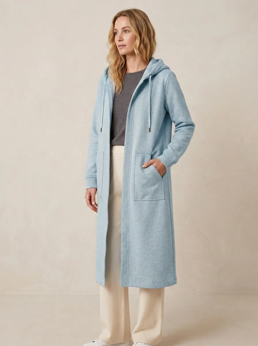 Modern Printed Long Hooded Coat