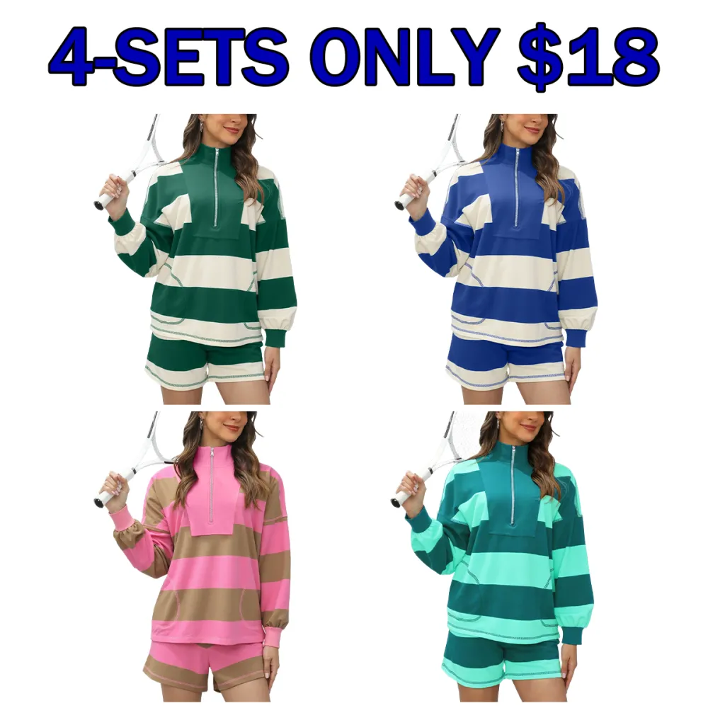 Women's Casual Striped Long-Sleeve Suit