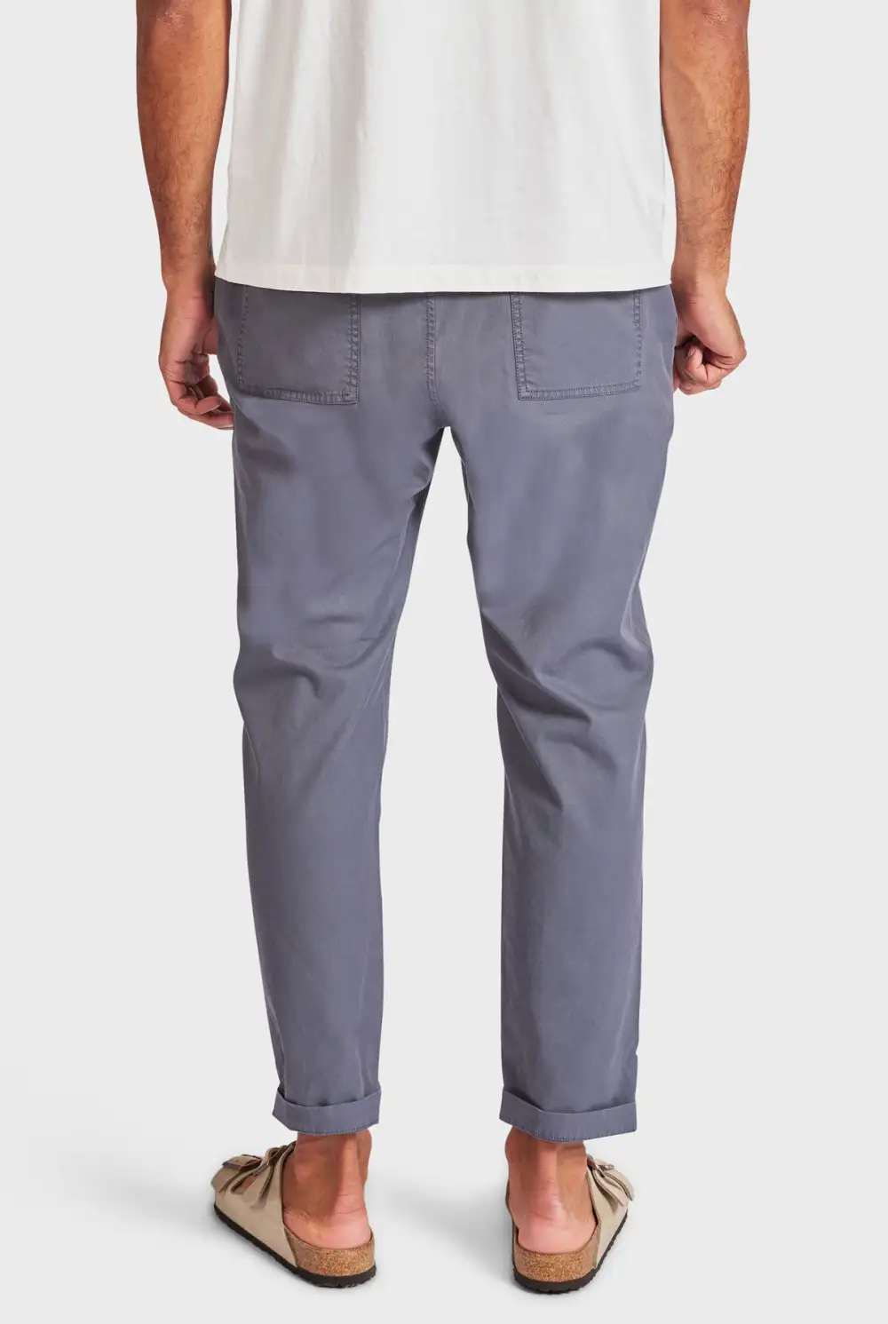 Ice Grey Elastic Waist Slim Chino Pant