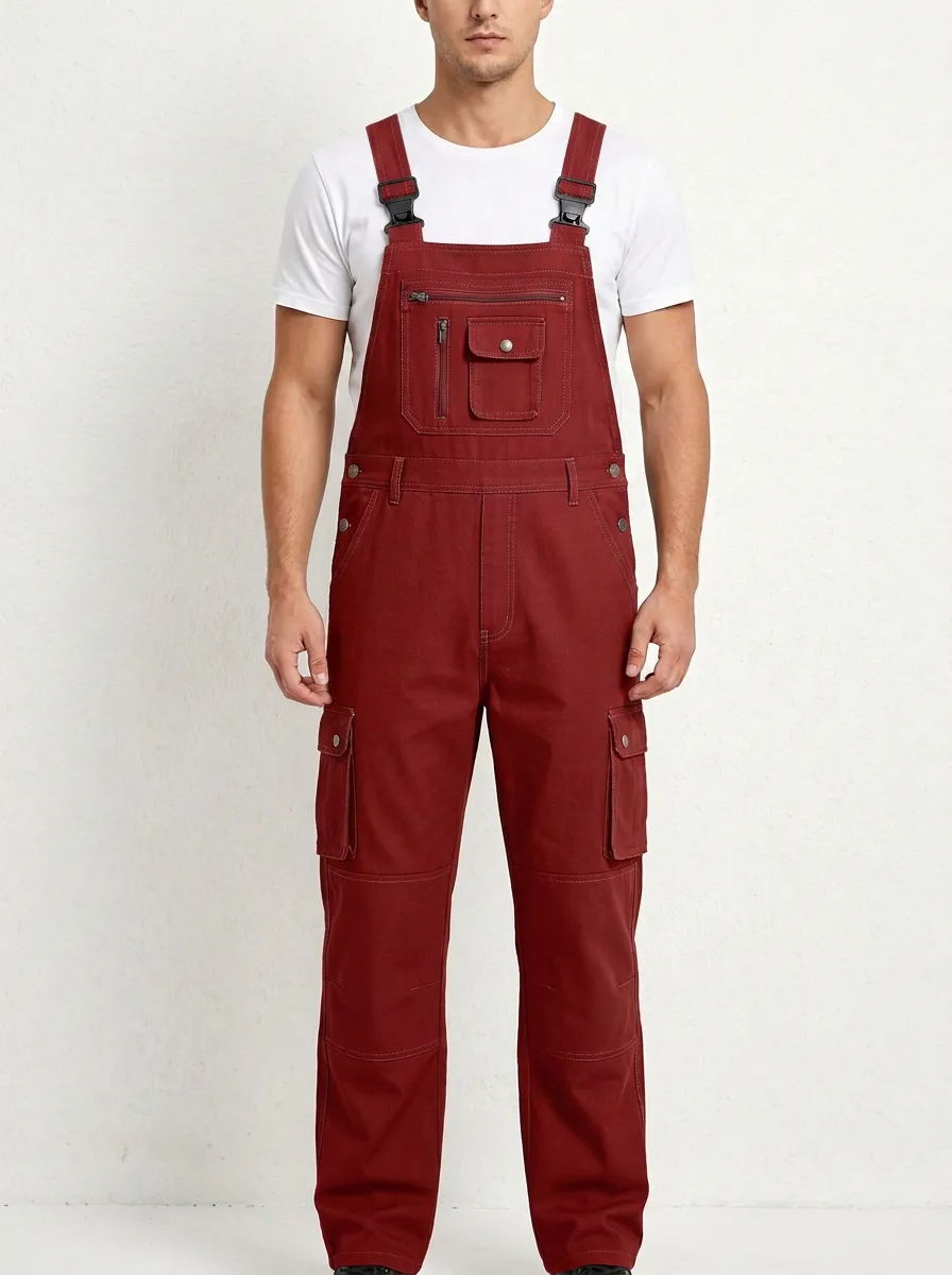 Men's Lightweight Inspired Multi-Pocket Cargo Bib Work Overalls