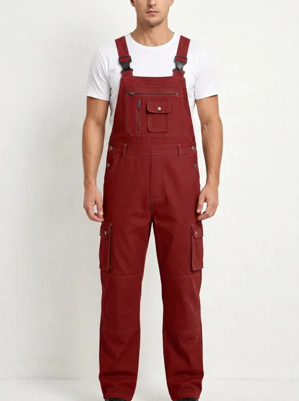 Men's Lightweight Inspired Multi-Pocket Cargo Bib Work Overalls