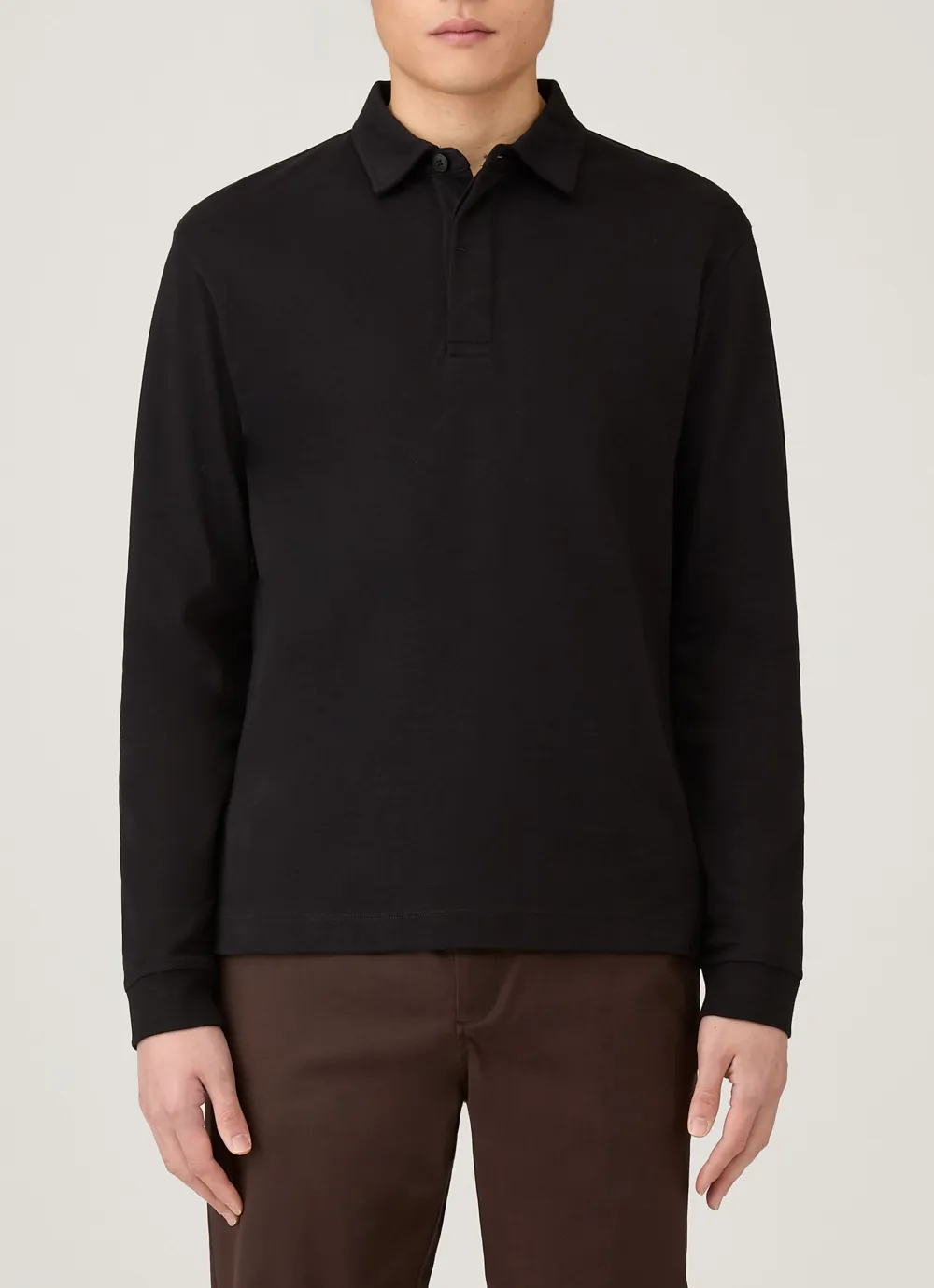 Polished Everyday Relaxed Fit Heavyweight Rugby Cotton Long Sleeve Polo Shirt