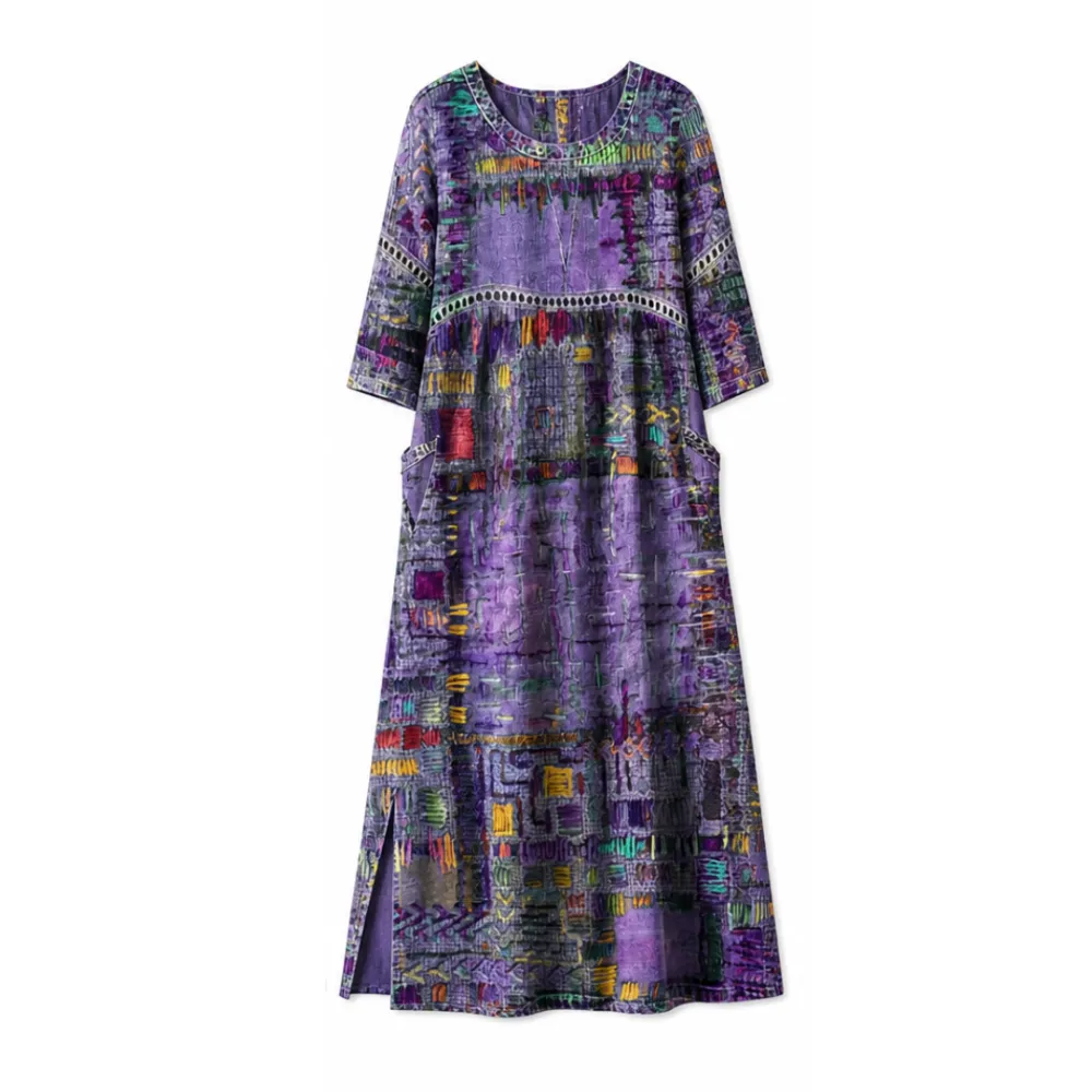 Painterly Patchwork Midi Dress