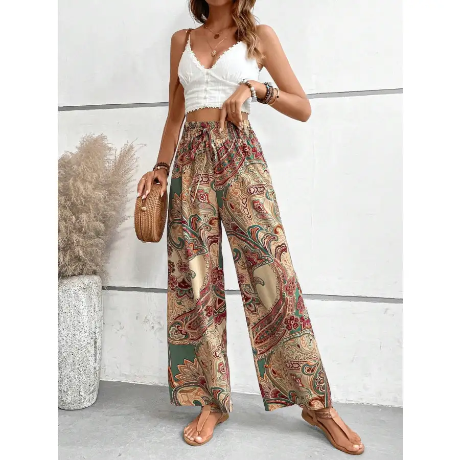 Soft Printed Wide Leg Pants