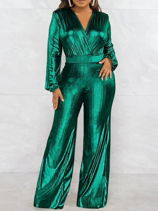 Bodycon Hoog Getailleerde Elasticiteit Glanzende Effen Kleur V