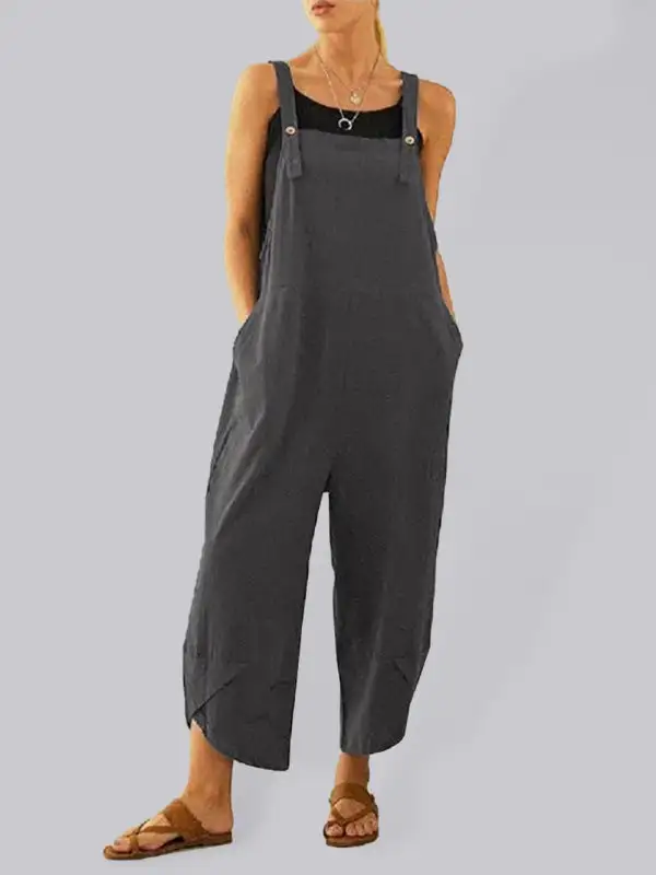 Clean Button Up Spaghetti Strap Jumpsuit Accessory