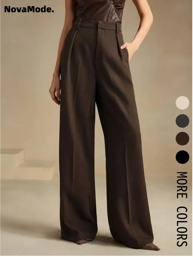 Women's Solid Color Basic Wide-Leg Loose Pants