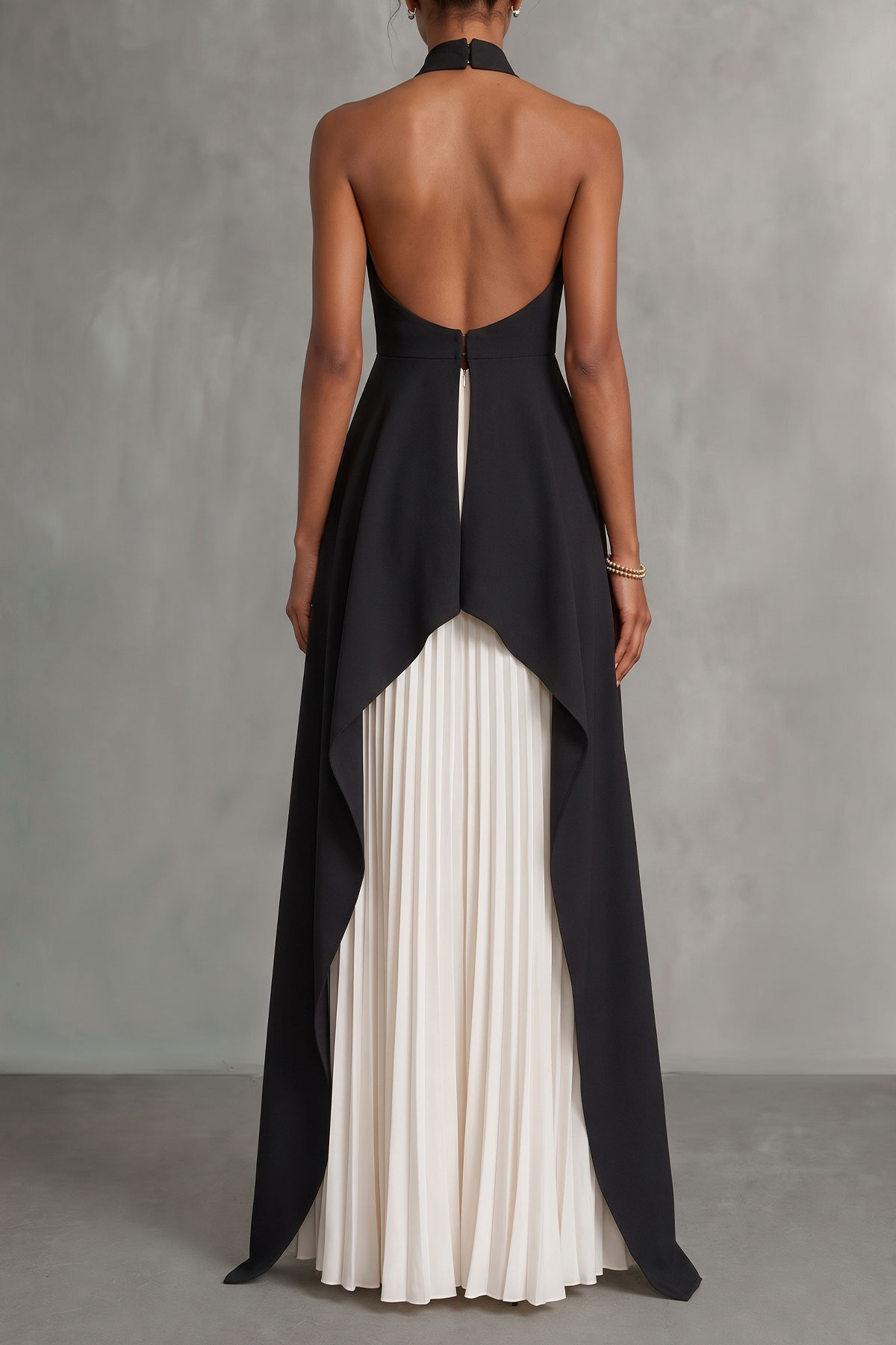 Classic High Neck Asymmetrical Matching Skirt Set