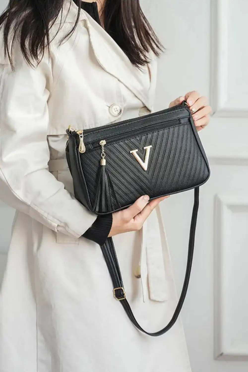 Square PU Leather Messenger Bag Lightweight Chic