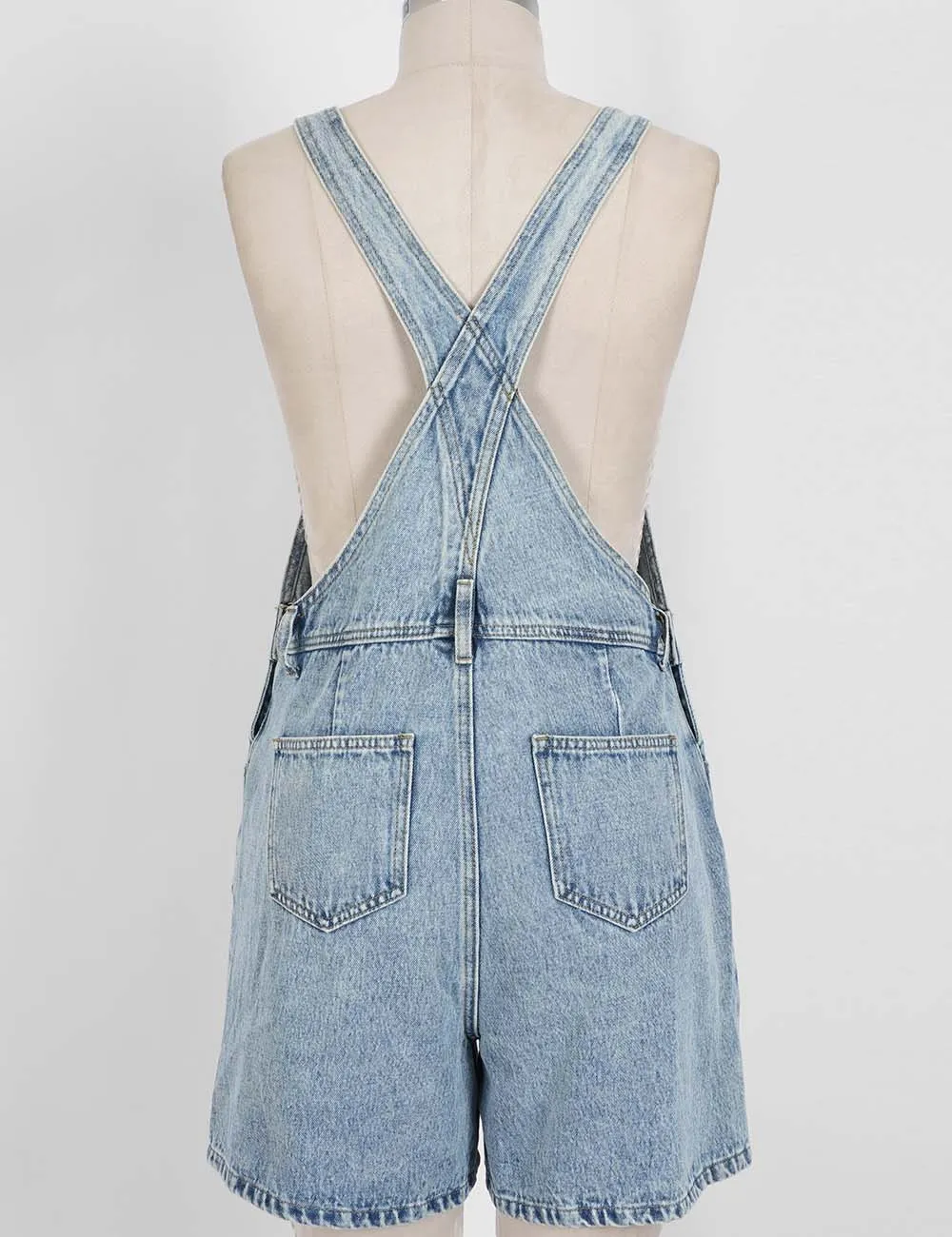 Adjustable Strap Wide Leg Denim Romper