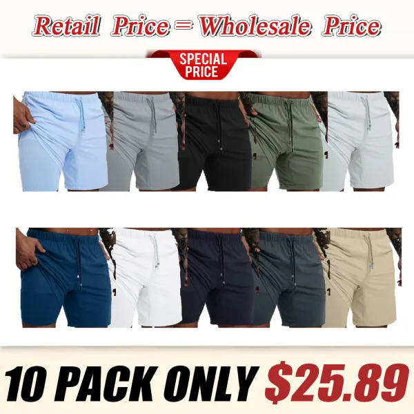 MAELREG Men's 2-in-1 Running Shorts with Liner, Outdoor Hiking Gym Training Shorts, Breathable Athletic Workout Shorts with Towel Hook