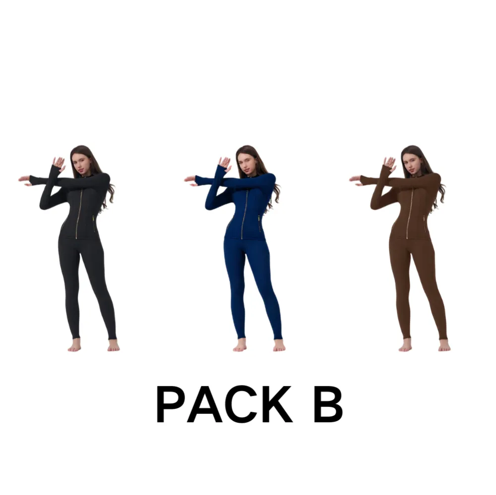 Women's Sporty Tracksuit Set , Golden Zipper Jacket with Pockets & Yoga Pants