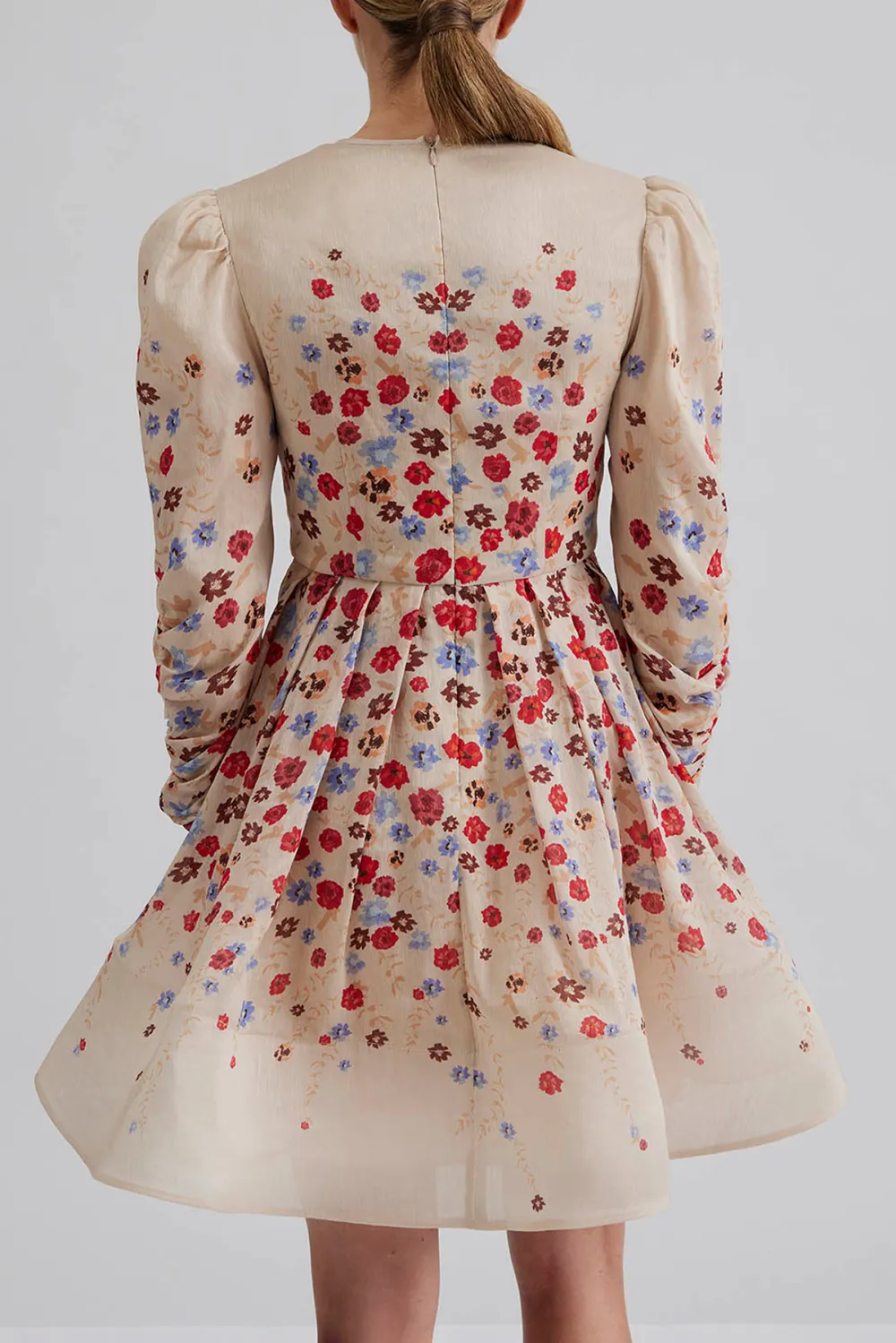 Floral Embroidered Puff Sleeve Mini Dress