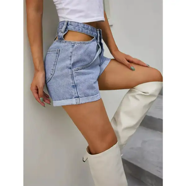 High Waisted Cutout Denim Shorts