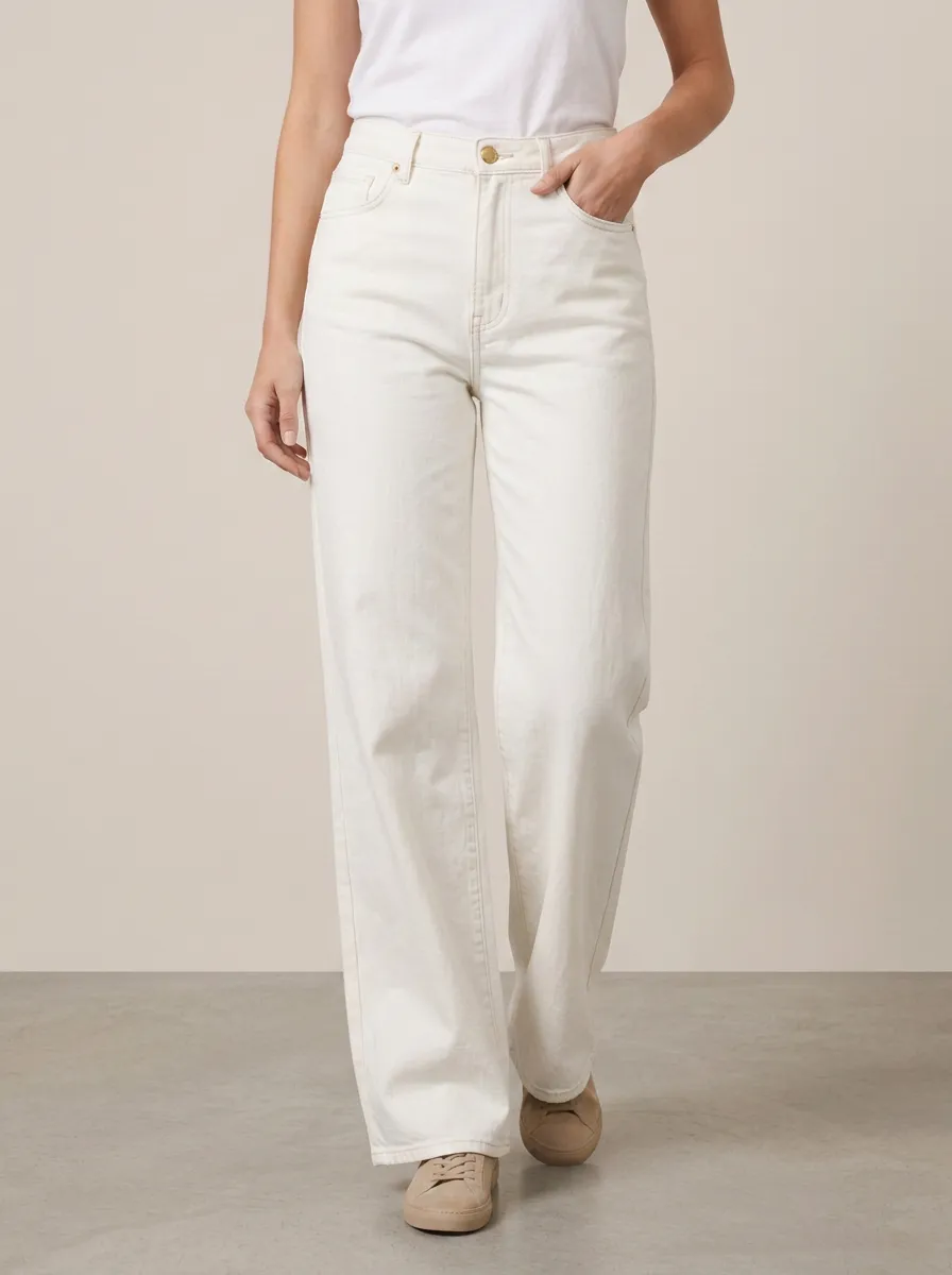 Casual-Chic High-Rise Wide-Leg Denim Jeans