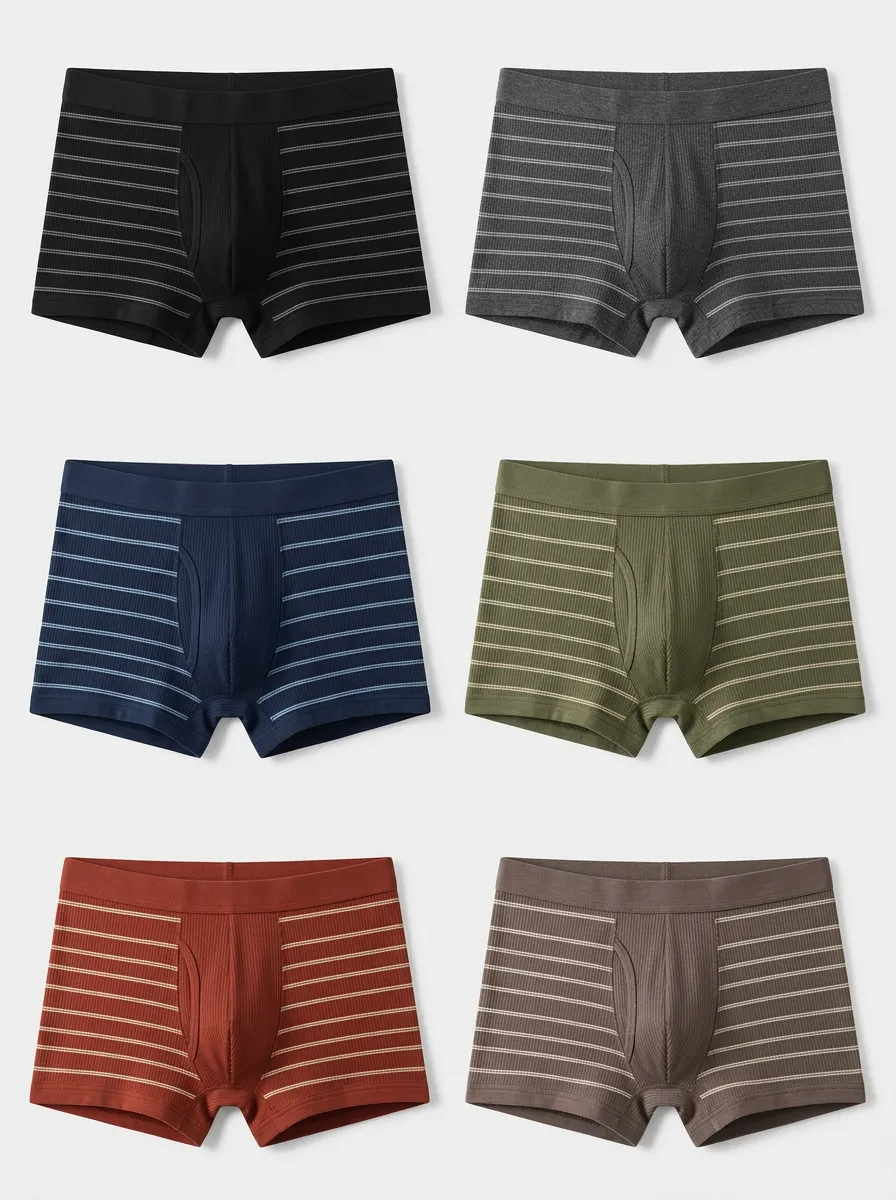 Men's Multicolor Striped Ribbed Boxer Briefs Multi-Pack