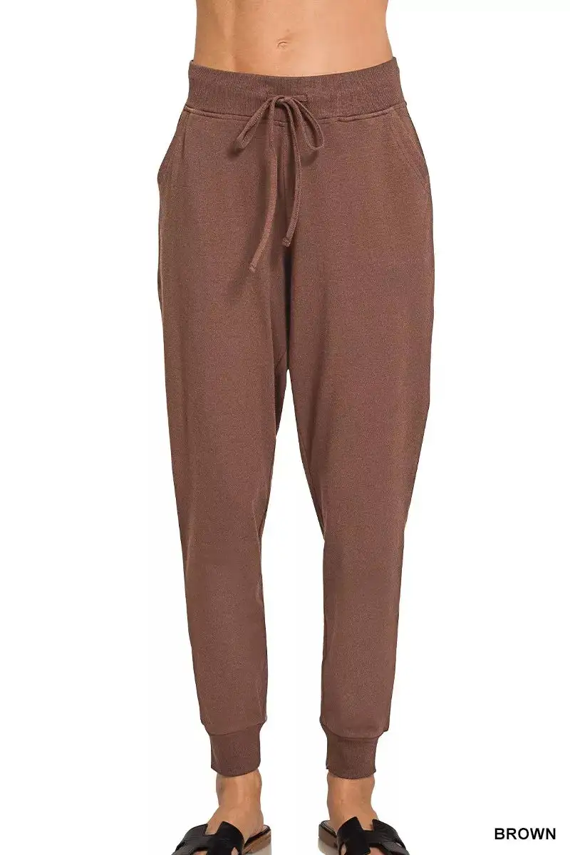 Drawstring Cuffed Pocketed Jogger Pants