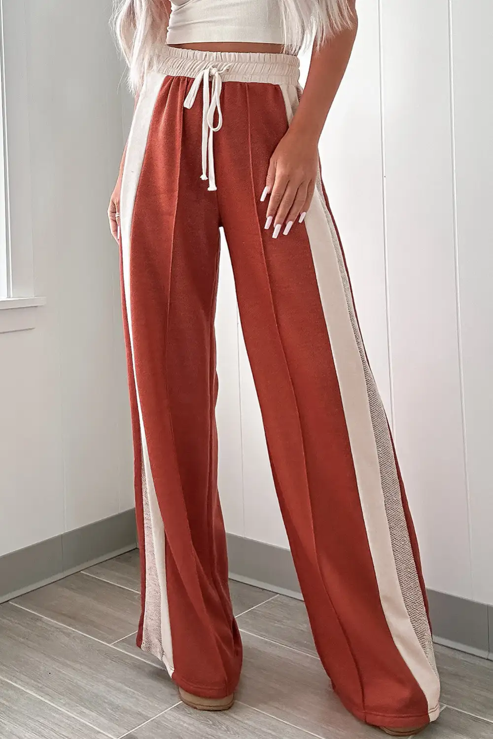 Flamingo Drawstring High Rise Wide Leg Pants