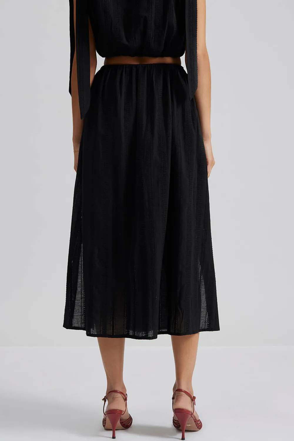 Embroidered Chiffon Midi Skirt