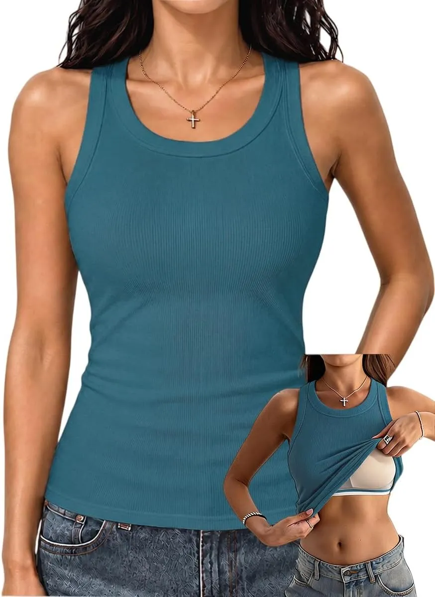 Women's Racerback Built-In Bra Tank Top
