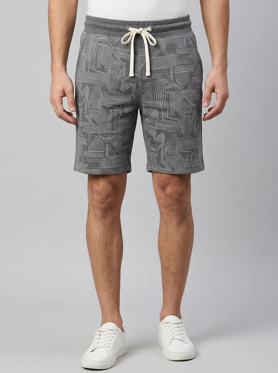 Men's Geometric Relaxed-Fit Printed Sweat Shorts