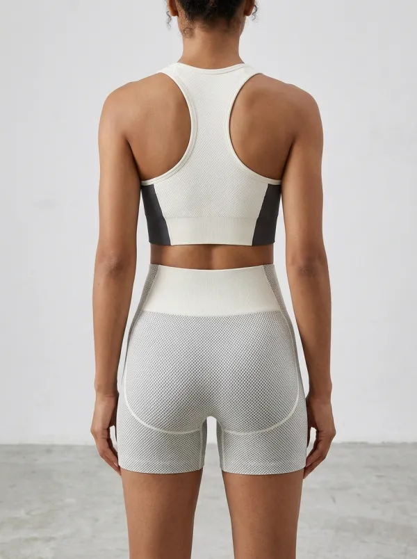 Women's Two-Tone Seamless Tank Tank and Shorts Active Set