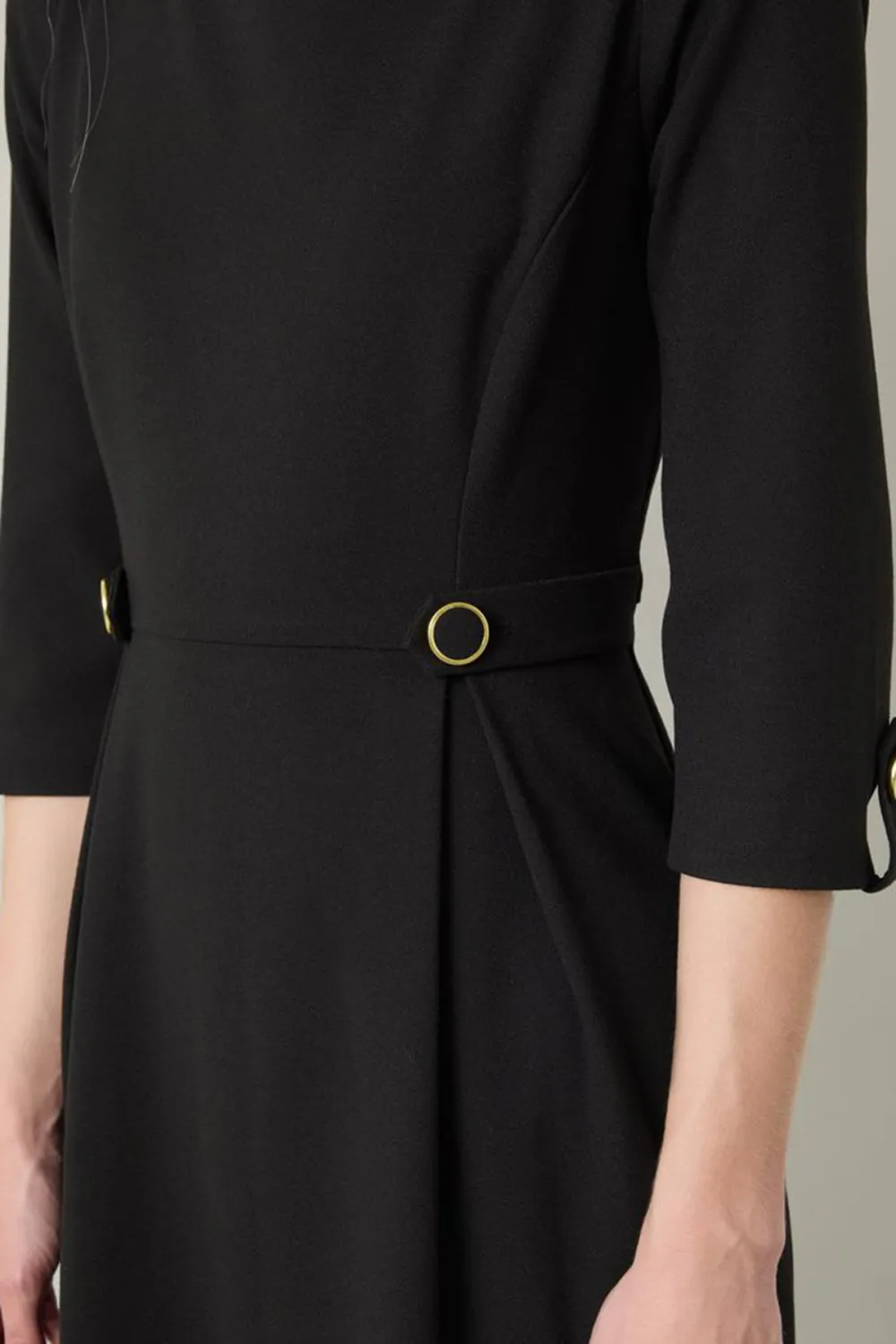 Black Belt Detail Midi Dress
