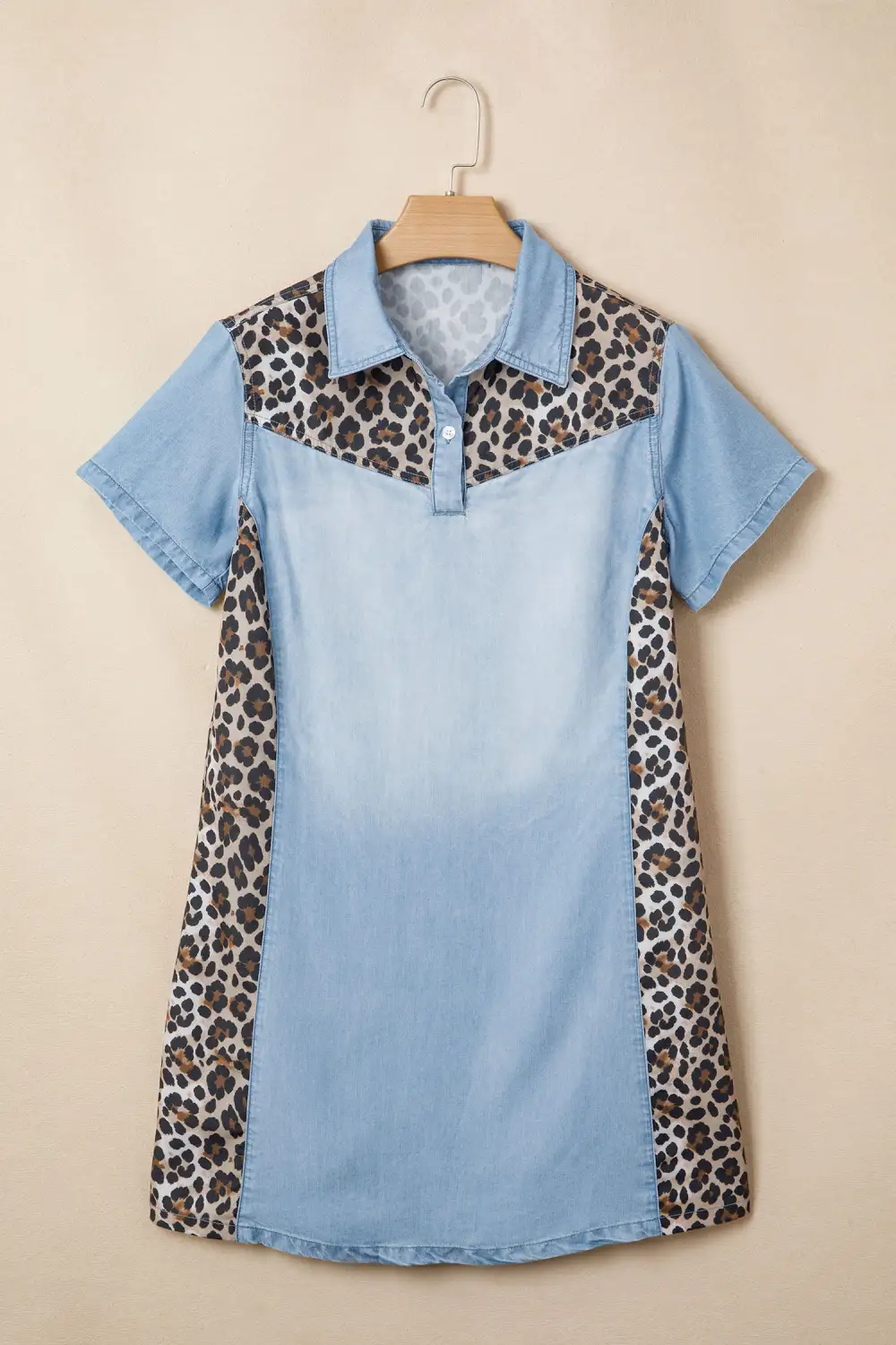 Animal Print Patchwork Denim Mini Dress