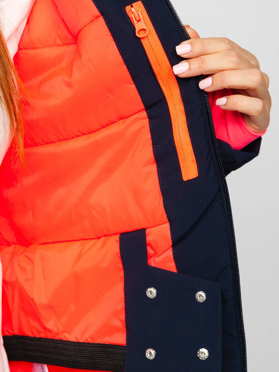 Dark blue women's winter ski jacket