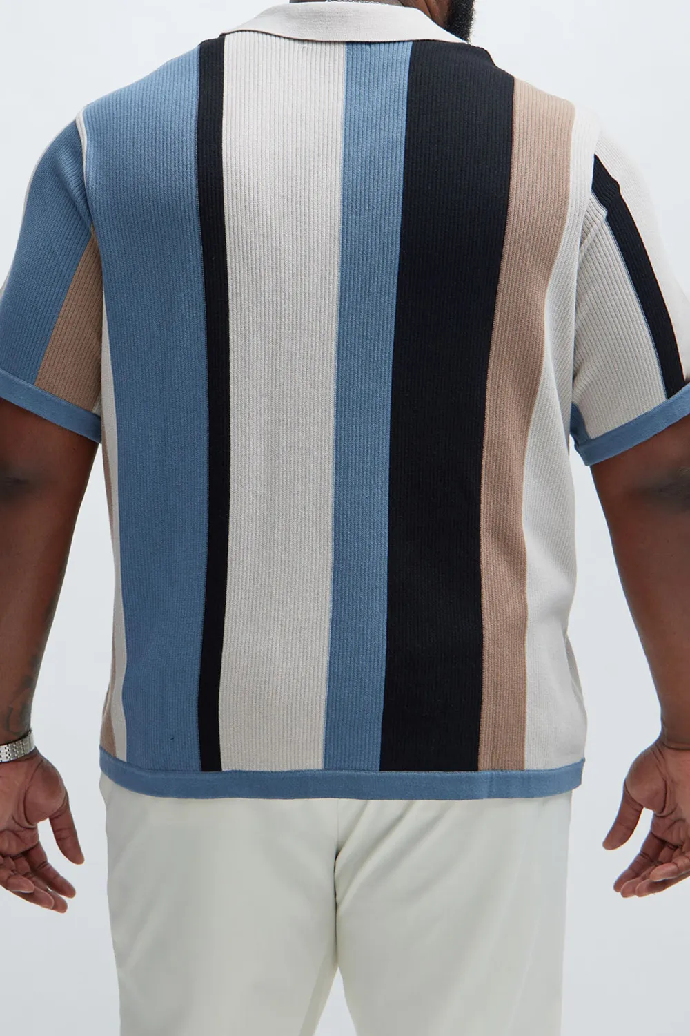 Striped Knit Short Sleeve Polo