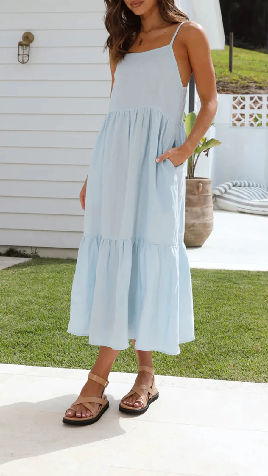Loose Fluffy Long Suspender Dress