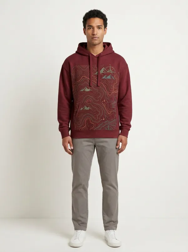 Men's Summit Hiking Explorer Topographic Graphic Hoodie